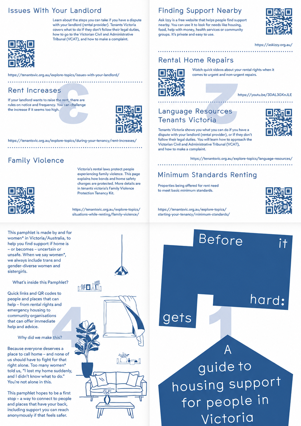 Numbered layout showing how the pamphlet is arranged before folding.